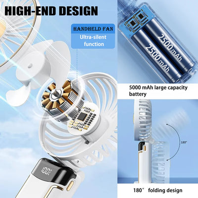 5-Speed Ultra Quiet Handheld Mini Fan